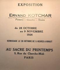 Vintage Paris exhibition poster for Musée Ervand Kotchar from 1926