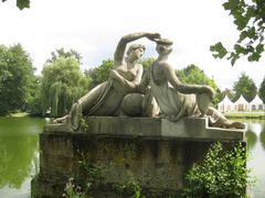 Back view of stone cast sculpture 'Water and Meadow Nymph' by Johann Heinrich Dannecker, located at Anlagensee in Tübingen