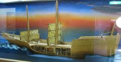 Model of an old wooden ship with sails in Mokpo, Korea