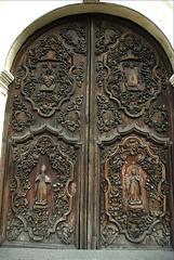 Molave wooden door of San Agustin Church Manila Philippines