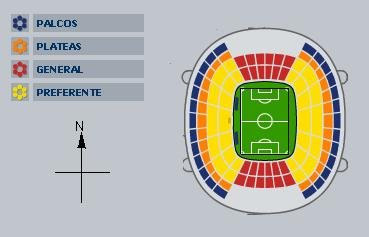 Map of Morelos Stadium layout with seating sections and key areas