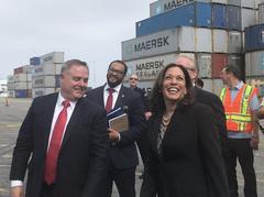 Vice President Kamala Harris meeting with officials at the Port of Los Angeles