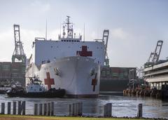 USNS Mercy hospital ship departs Los Angeles in support of COVID-19 response efforts