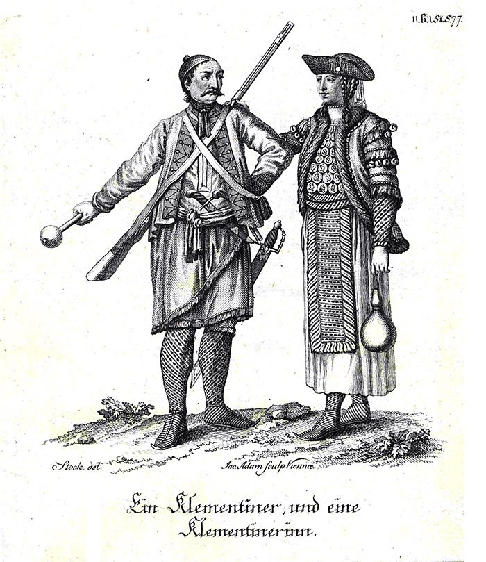 Copperplate etching of Kelmendi in Syrmia by Jacob Adam