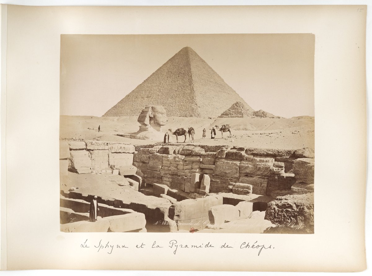 Vintage photographic album page featuring historic views and portraits from Egypt, Greece, Turkey, Algeria, and Russia between 1870 and 1913