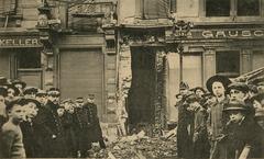 House damaged by a bomb on Avenue de la Gare, Luxembourg, March 24, 1918