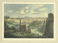 Picturesque drawing of the German Confederation fortress Luxembourg by Michel Engels