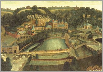 Joachim Laukens oil painting of Le château Mansfeld, 1656, showing detailed historic castle scene
