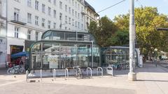 U-Bahn station Schwedenplatz in Vienna with passengers waiting on the platform