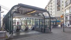 U-Bahn-Station Schwedenplatz in Vienna with tracks and platform illuminated