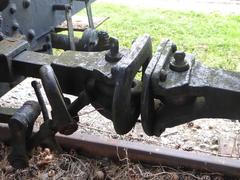Close-up of Bosnian-Herzegovinian State Railways central buffer coupler at Ljubljana Railway Museum