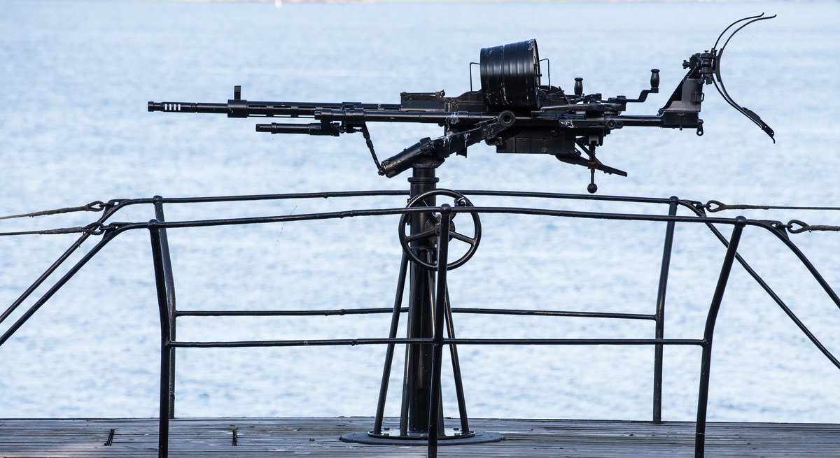 20 mm Madsen anti-aircraft gun mounted on the foredeck of Finnish submarine Vesikko