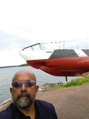 Seafarer Rudolph A. Furtado taking a selfie inside the historic Vessiko submarine museum in Helsinki