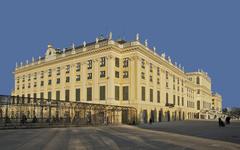 Castle of Schönbrunn in Vienna Austria evening light west view