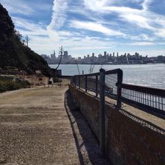 Alcatraz Island with historic prison buildings and lighthouse