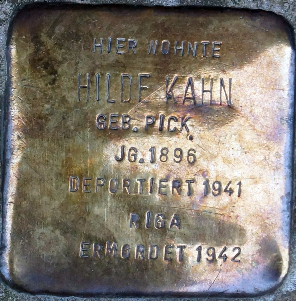 Stolperstein dedicated to Hilde Kahn in Stuttgart, Germany