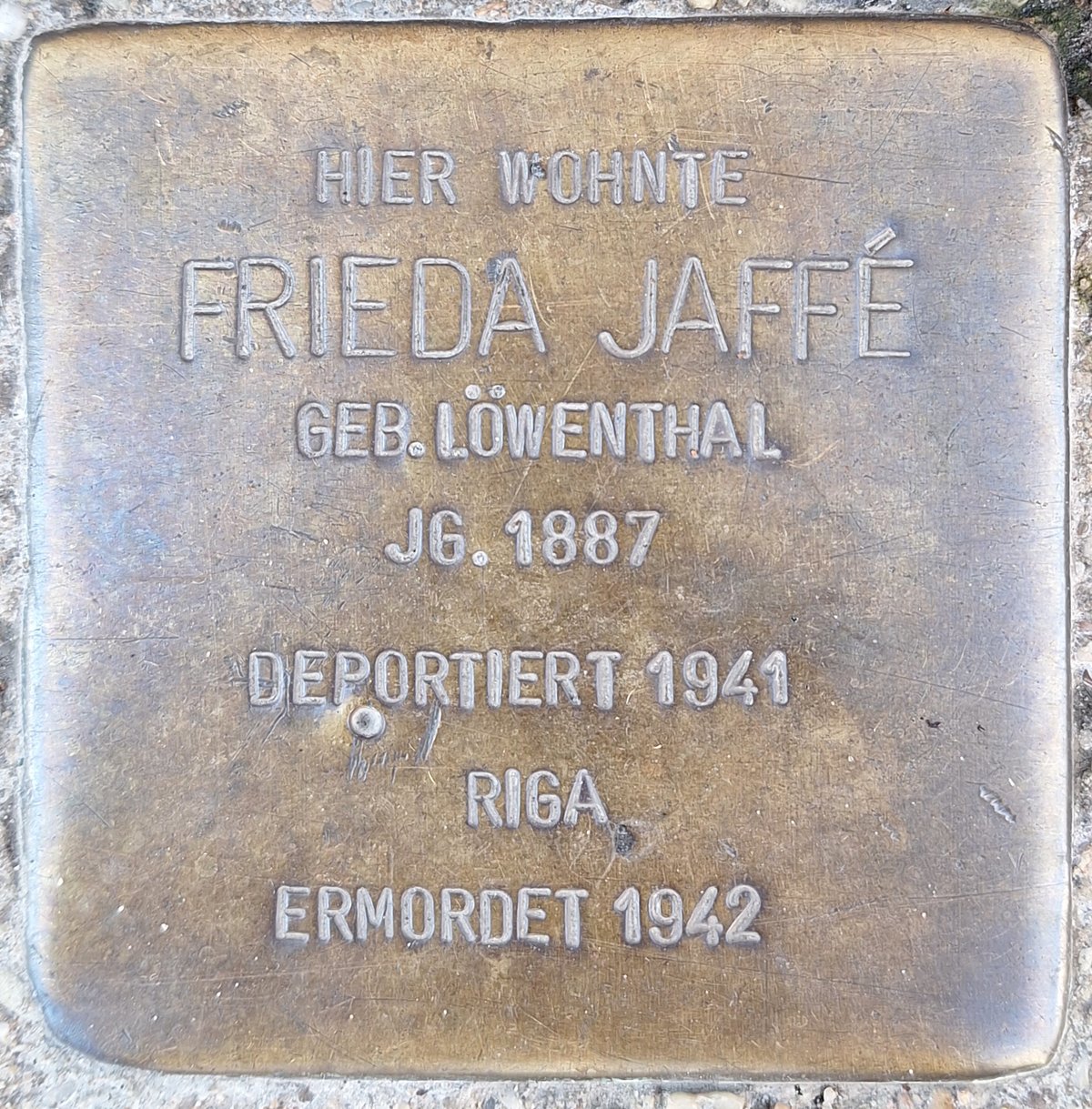 Stolperstein commemorative cobblestone for Frieda Jaffé in Stuttgart Germany