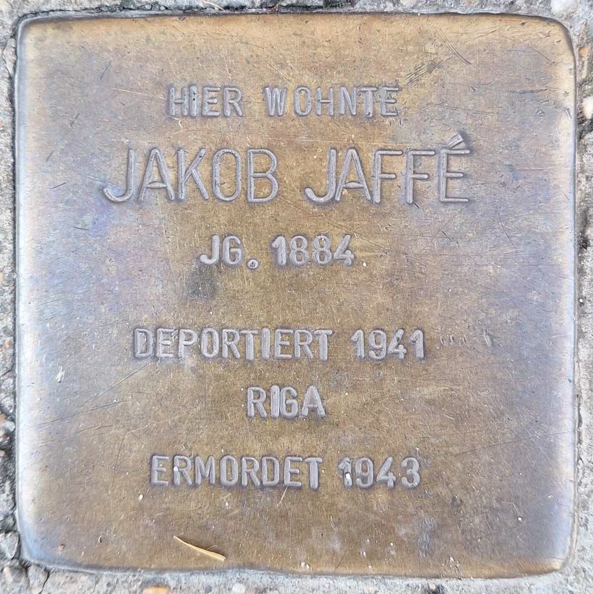 Stolperstein memorial stone dedicated to Jakob Jaffé in Stuttgart, Germany