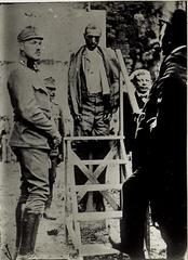 Execution of Fabio Filzi by hanging on July 12, 1916, at the castle moat in Trento