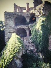 Heidelberg Castle fallen wall ruins with stone construction and historic architecture