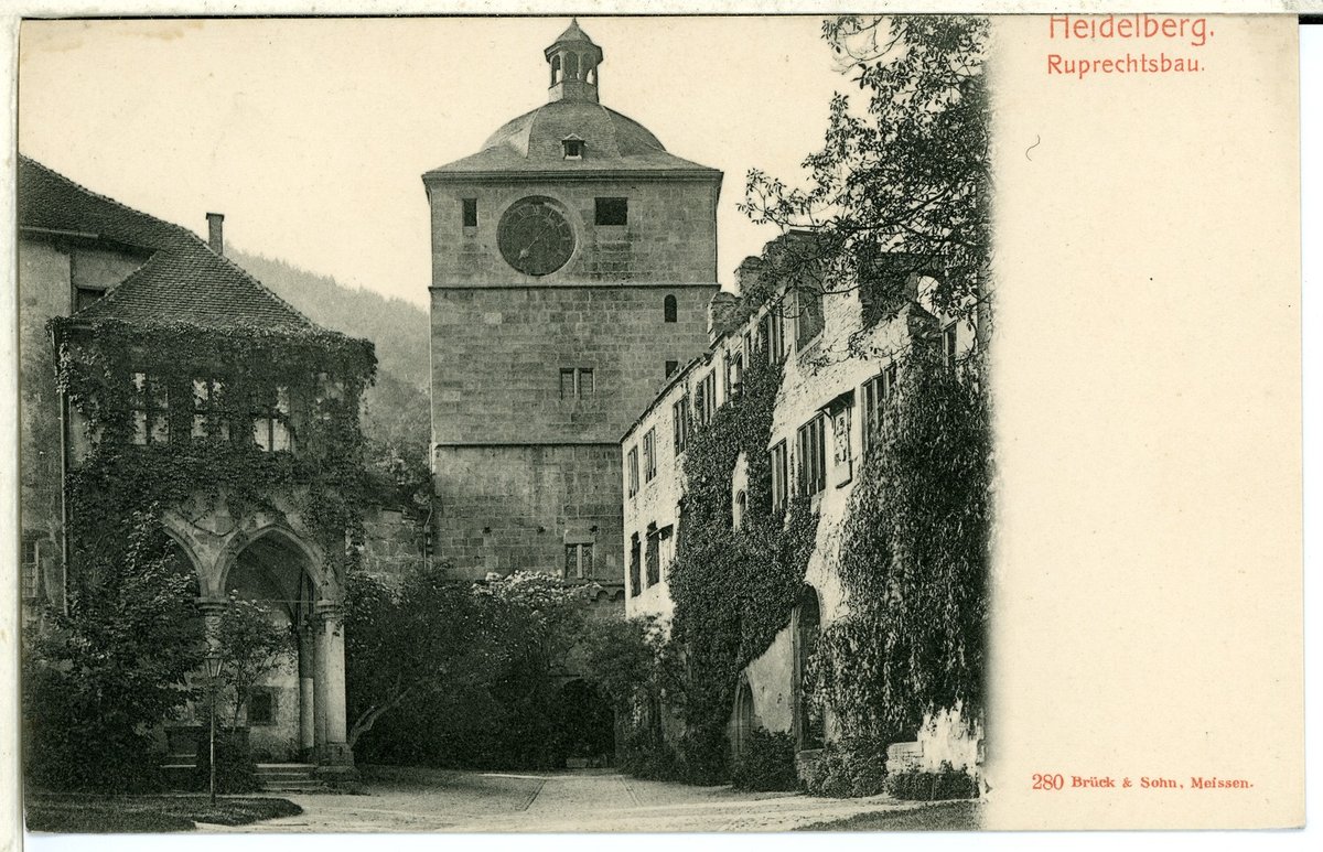 Historic Ruprechtsbau building in Heidelberg in 1898