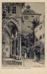 Copper engraving of Heidelberg Castle showing detailed architectural features