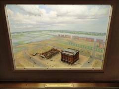 The Boston Society of Natural History diorama in 1863, featuring detailed models and painted backdrop in the lobby of New England Life Insurance Company, Boston