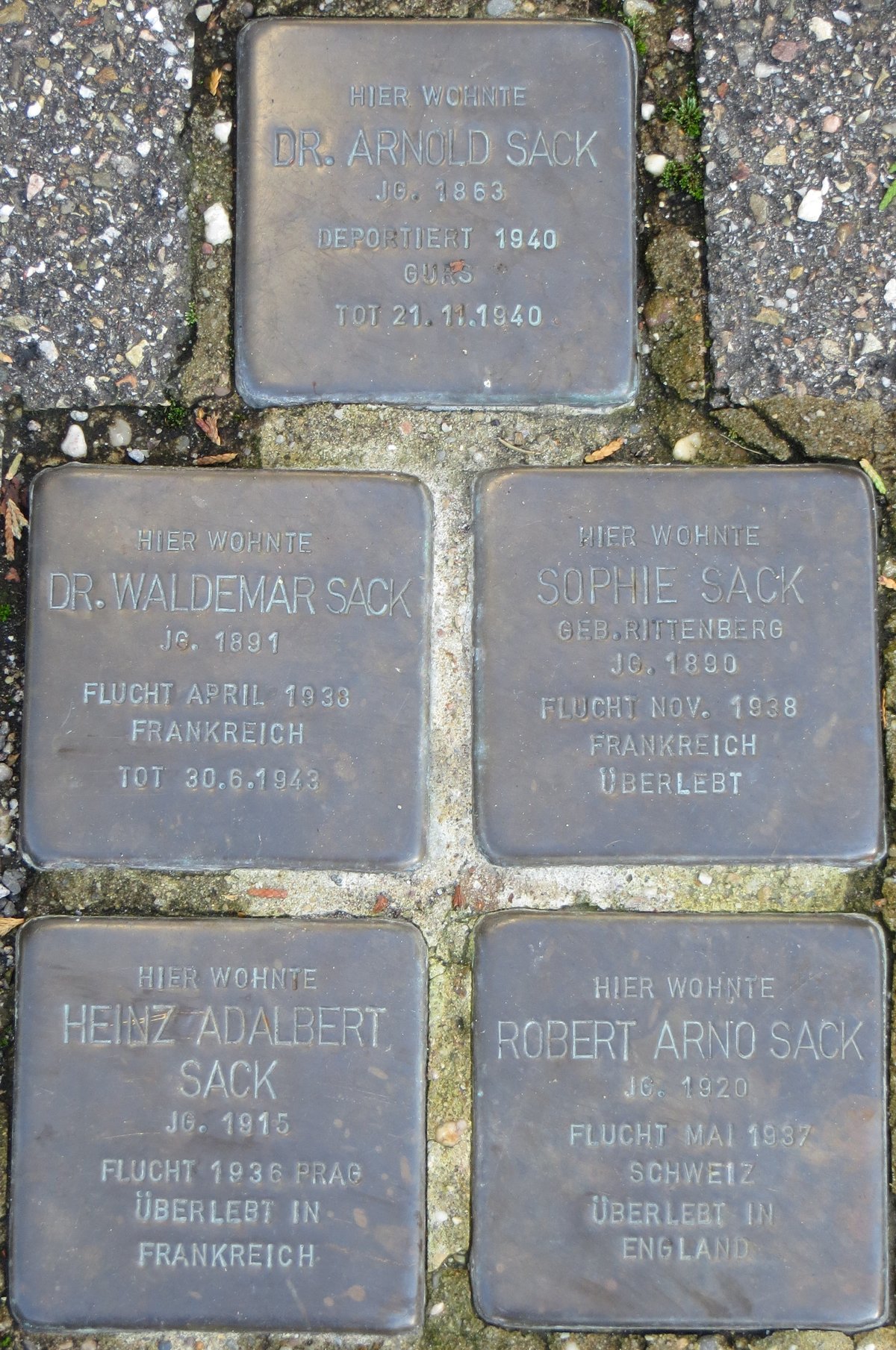 Stolperstein commemorating Dr. Waldemar Sack in Baden-Baden, Germany