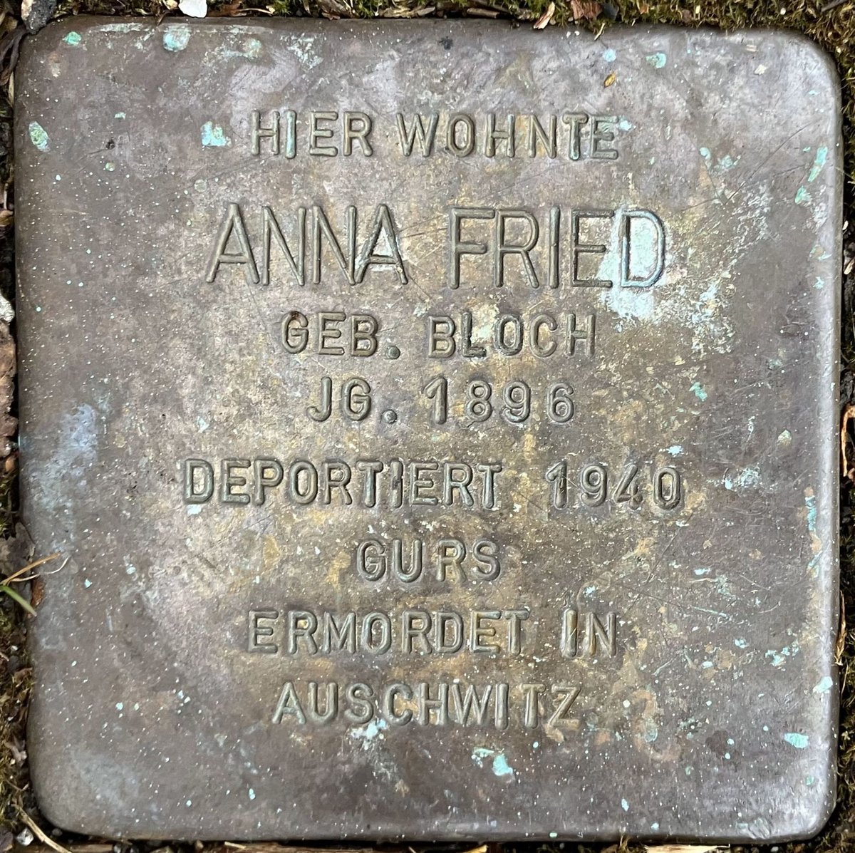 Stolperstein memorial plaque dedicated to Anna Fried in Baden-Baden, Germany
