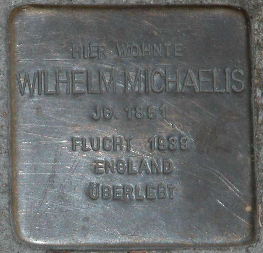 Stolperstein dedicated to Wilhelm Michaelis in Baden-Baden, Germany embedded in pavement