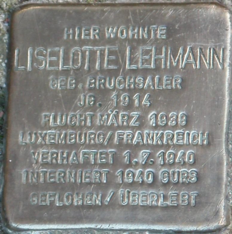 Stolperstein memorial stone dedicated to Liselotte Lehmann in Baden-Baden