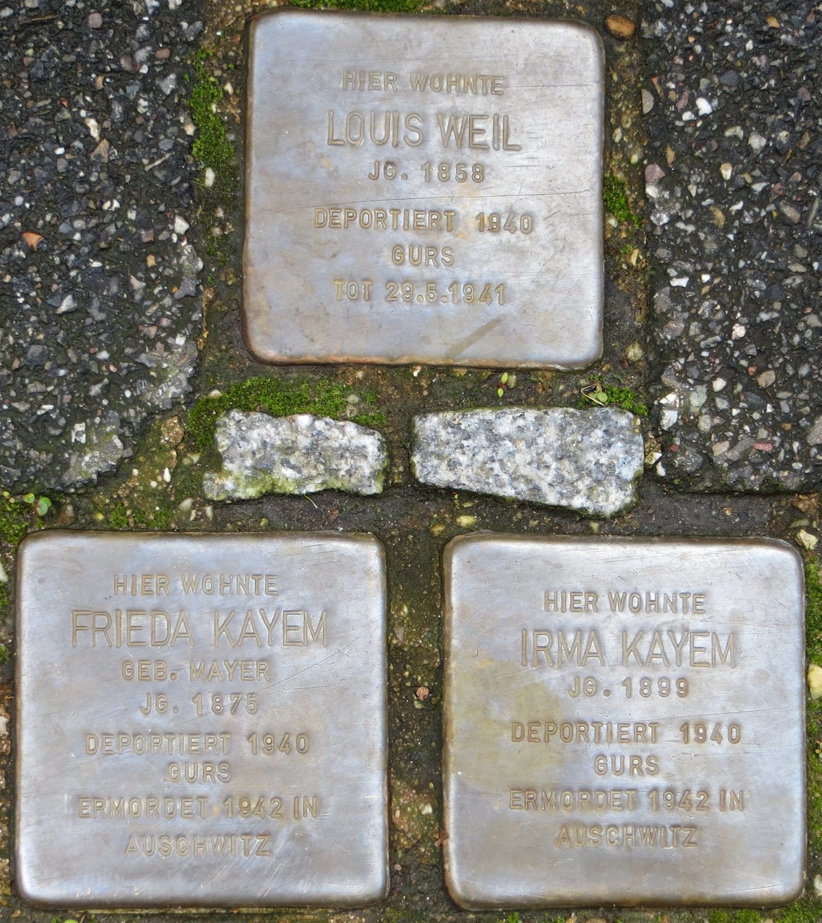 Stolperstein memorial stone dedicated to Frieda Kayem in Baden-Baden, Germany