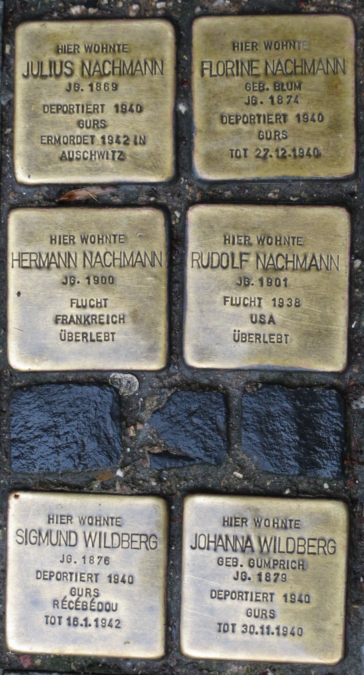 Stolperstein memorial stone dedicated to Julius Nachmann in Baden-Baden Germany