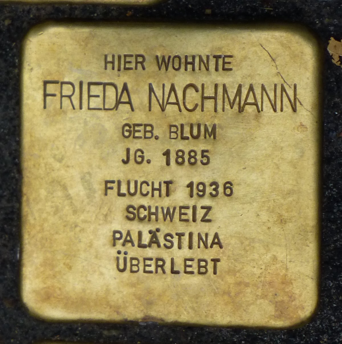 Stolperstein memorial stone for Frieda Nachmann in Baden-Baden Germany