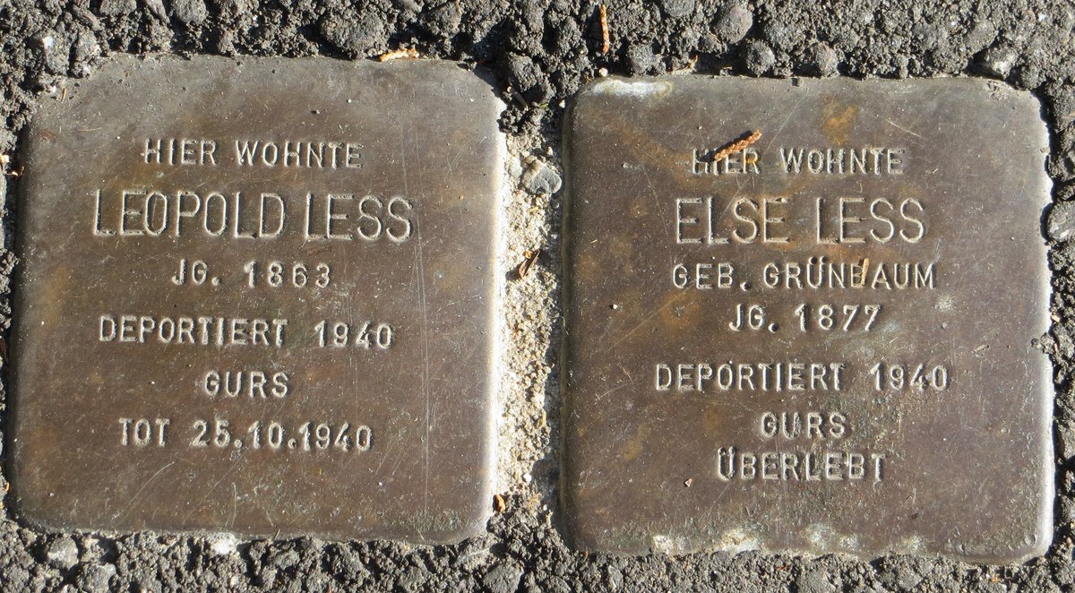 Stolperstein memorial stone dedicated to Leopold Less in Baden-Baden, Germany