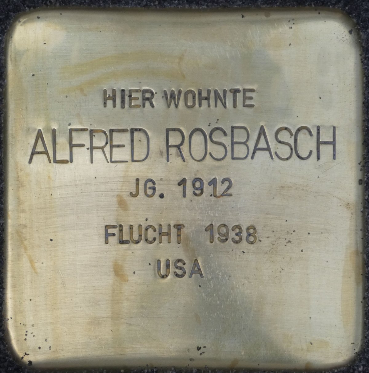 Stolperstein commemorative cobblestone dedicated to Alfred Rosbasch in Baden-Baden, Germany
