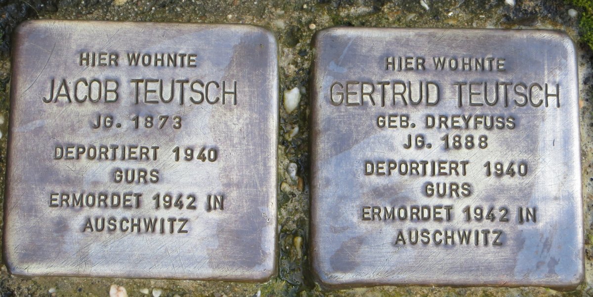 Stolperstein memorial stone dedicated to Jacob Teutsch in Baden-Baden, Germany