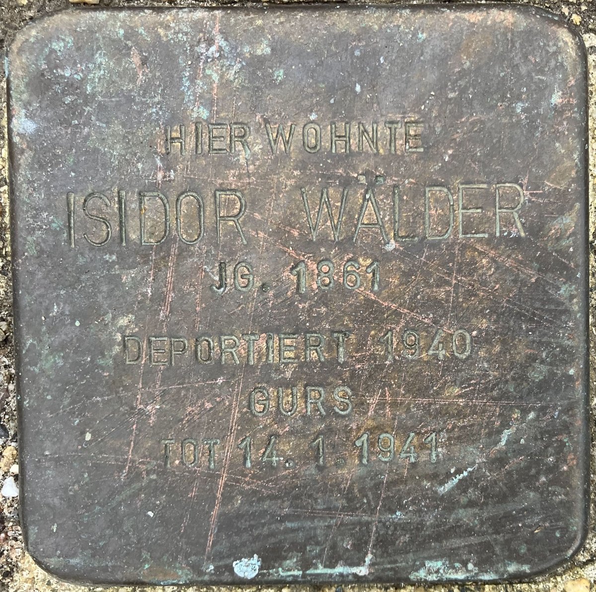 Stolperstein dedicated to Isidor Wälder in Baden-Baden Germany
