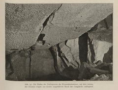 Interior of the substructure of Sahure's pyramid with ancient Egyptian hieroglyphs and architecture