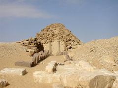 Ruined Pyramid of Pharaoh Sahure seen from causeway