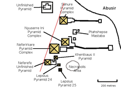 Map of Abusir archaeological site in Egypt