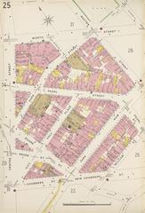 Historic Sanborn insurance map from 1905 showing the future sites of Manhattan Municipal Building, Thurgood Marshall United States Courthouse, and New York County Courthouse in Manhattan, New York City