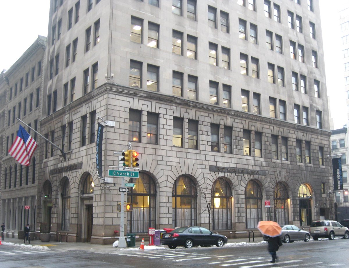 New York Law School building on a rainy afternoon viewed from Church Street