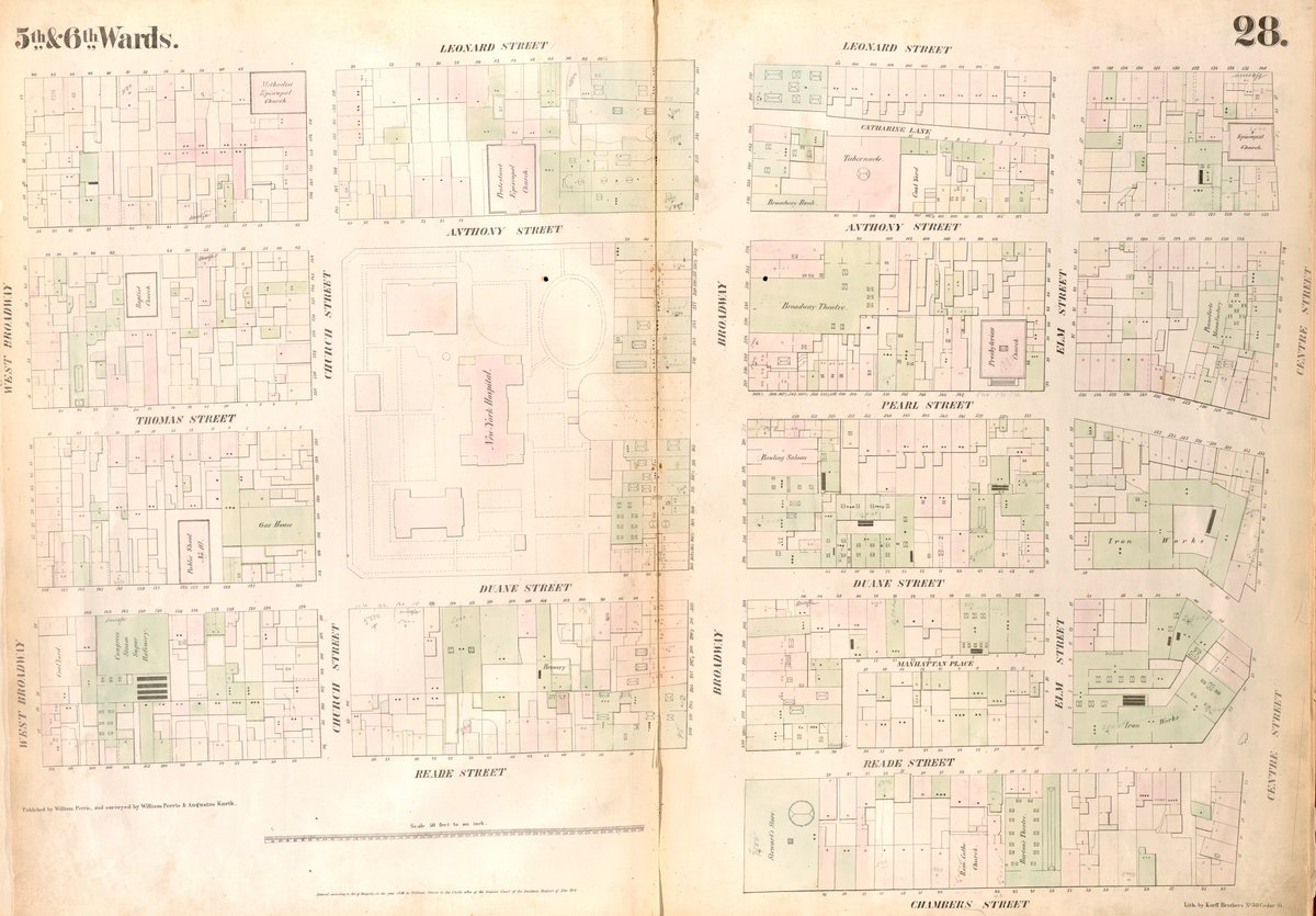 Historical map of New York City, Plate 28 from Perris Maps of the City of New-York Volume 3 published in 1853