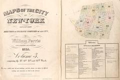 Title page and volume key of maps of New York City from 1853