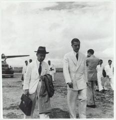 Vietnamese government ministers arriving at Gia Lam airport in Hanoi, 1949