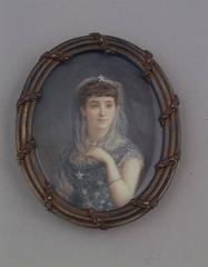 Watercolor portrait of Sally Marié Pendleton, American woman from 1861-1886, painted on ivory