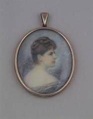 Portrait of Elizabeth La Montagne Pendleton in watercolor on ivory, 1895