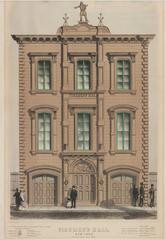 19th-century print of Firemen's Hall at 155 Mercer Street New York City
