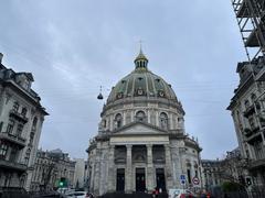 Front view of The Marble Church with its large dome and classical columns